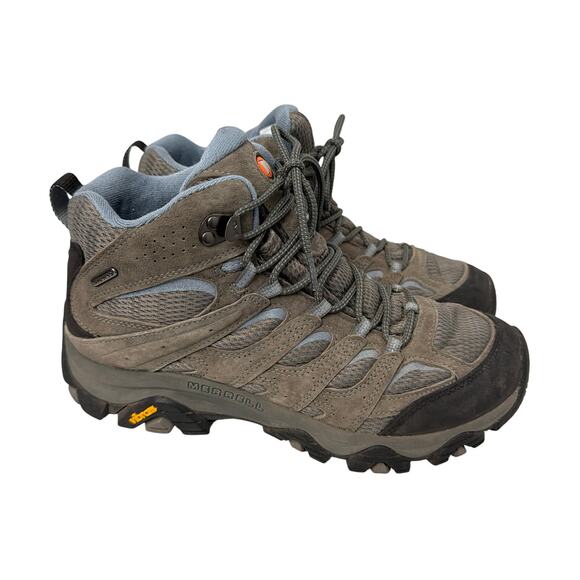 Merrell Shoes - Merrell Moab 3 Mid Boots Womens 10 Wide Vibram Waterproof Hiking Gray Blue